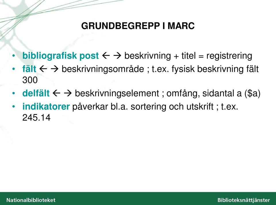 fysisk beskrivning fält 300 delfält beskrivningselement ;