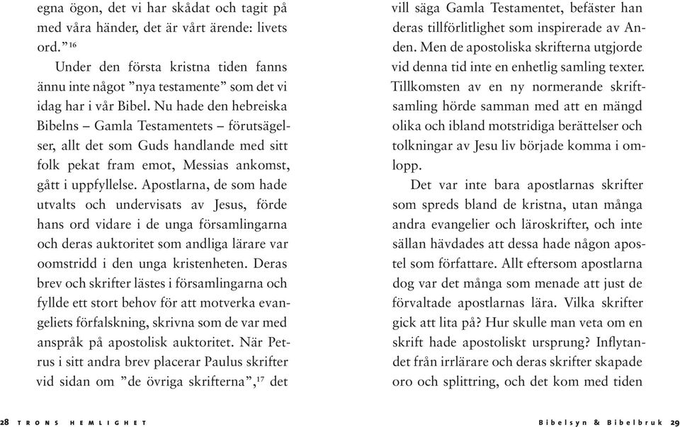 Apostlarna, de som hade utvalts och undervisats av Jesus, förde hans ord vidare i de unga församlingarna och deras auktoritet som andliga lärare var oomstridd i den unga kristenheten.