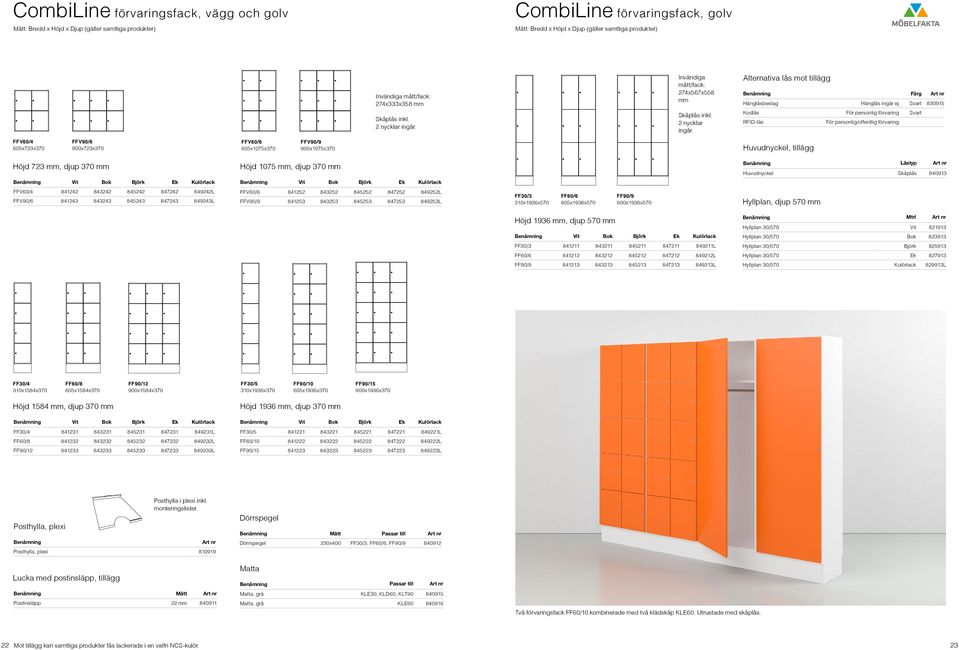 Invändiga mått/fack: 274x567x558 mm Skåplås inkl. 2 nycklar ingår.