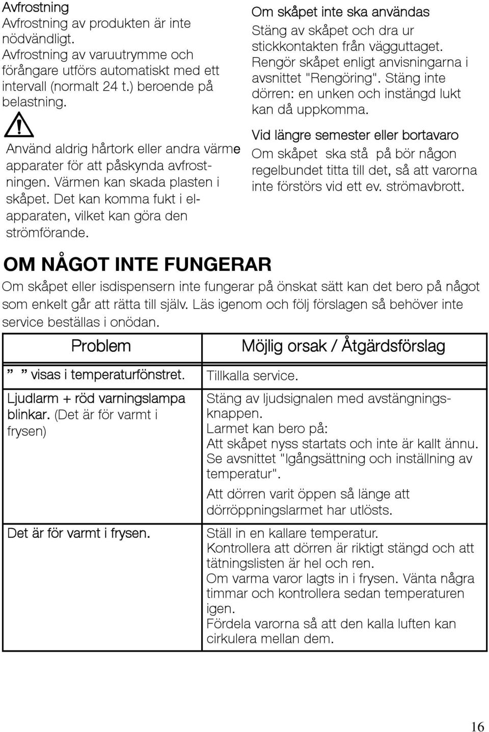 Stäng inte dörren: en unken och instängd lukt kan då uppkomma.