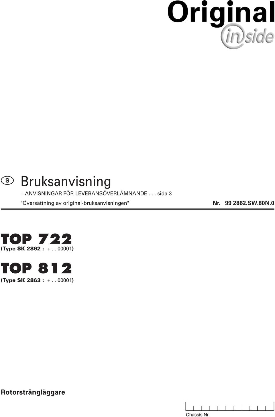 original-bruksanvisningen" Nr. 99 2862.W.80N.