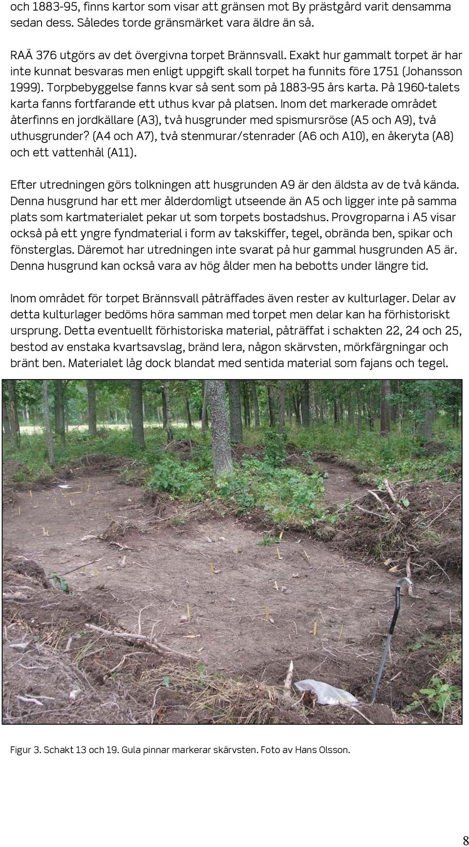 På 1960-talets karta fanns fortfarande ett uthus kvar på platsen. Inom det markerade området återfinns en jordkällare (A3), två husgrunder med spismursröse (A5 och A9), två uthusgrunder?