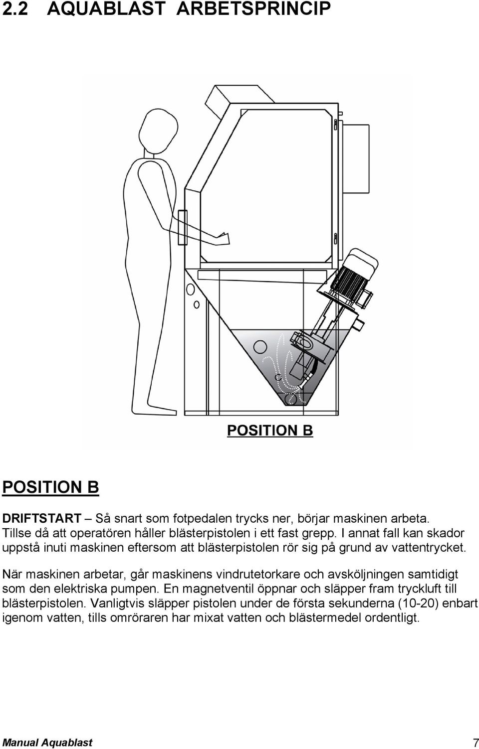 I annat fall kan skador uppstå inuti maskinen eftersom att blästerpistolen rör sig på grund av vattentrycket.