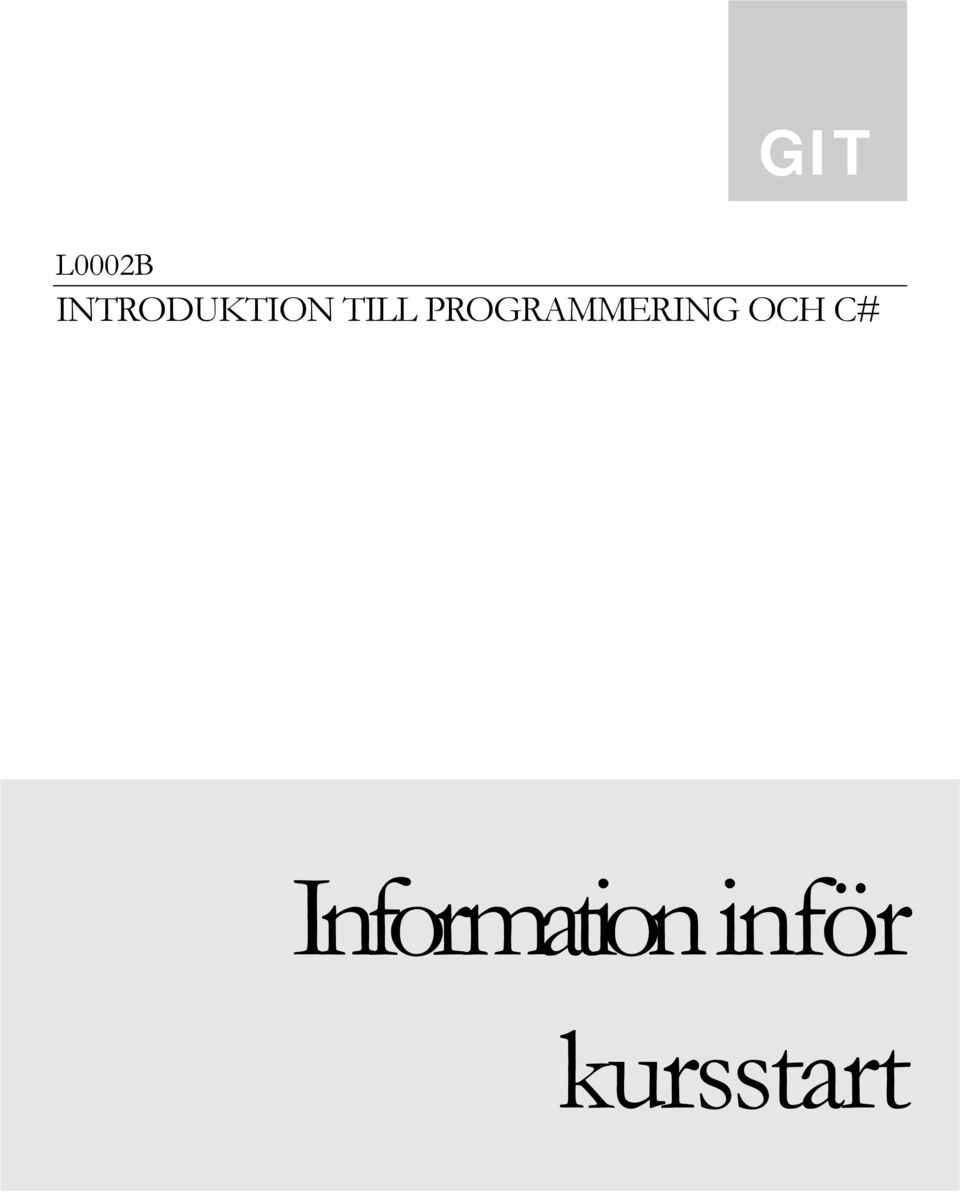 PROGRAMMERING OCH