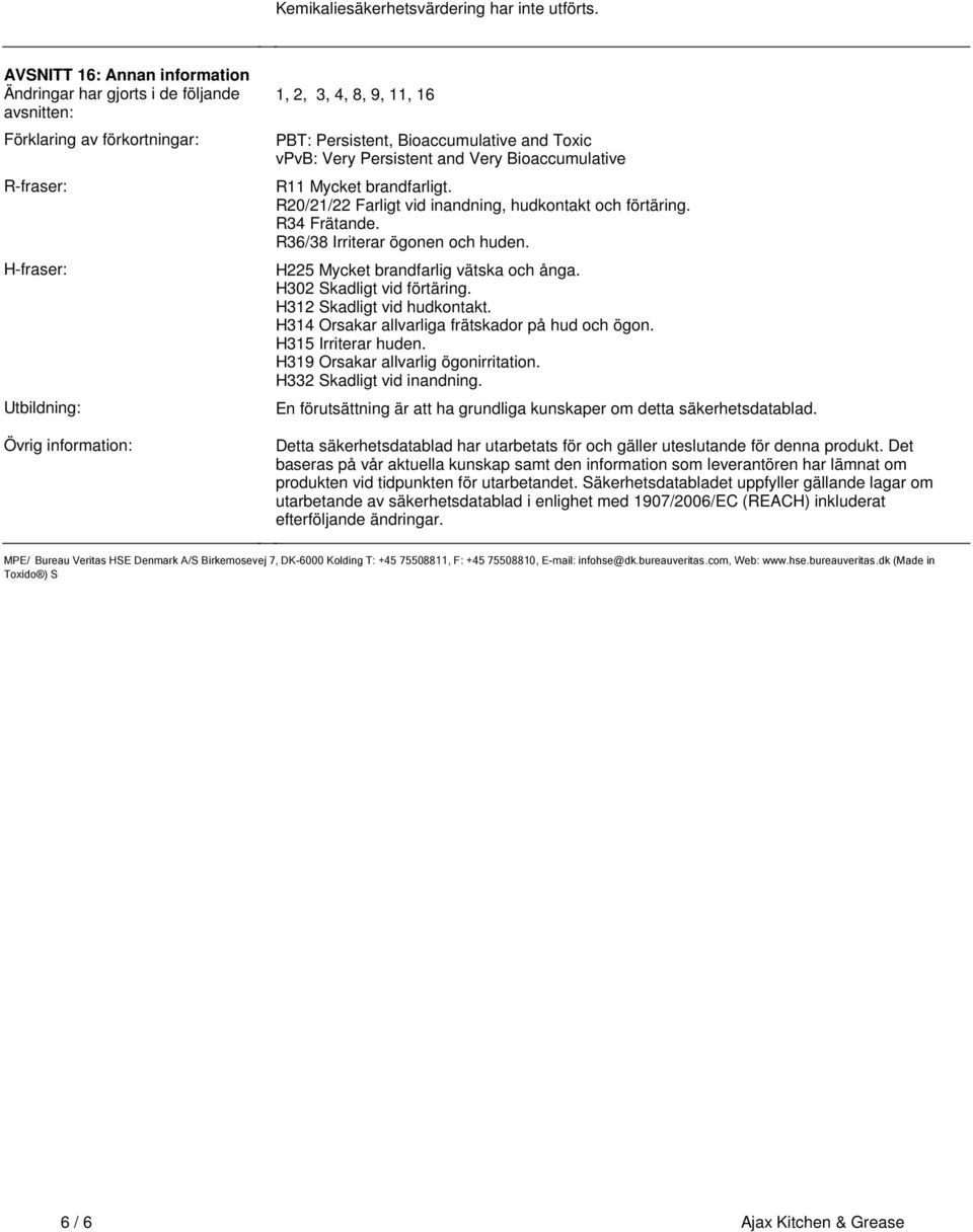 förtäring R34 Frätande R36/38 Irriterar ögonen och huden H225 Mycket brandfarlig vätska och ånga H302 Skadligt vid förtäring H312 Skadligt vid hudkontakt H314 Orsakar allvarliga frätskador på hud och