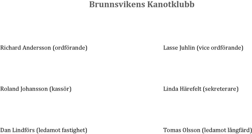 Johansson (kassör) Linda Härefelt (sekreterare) Dan