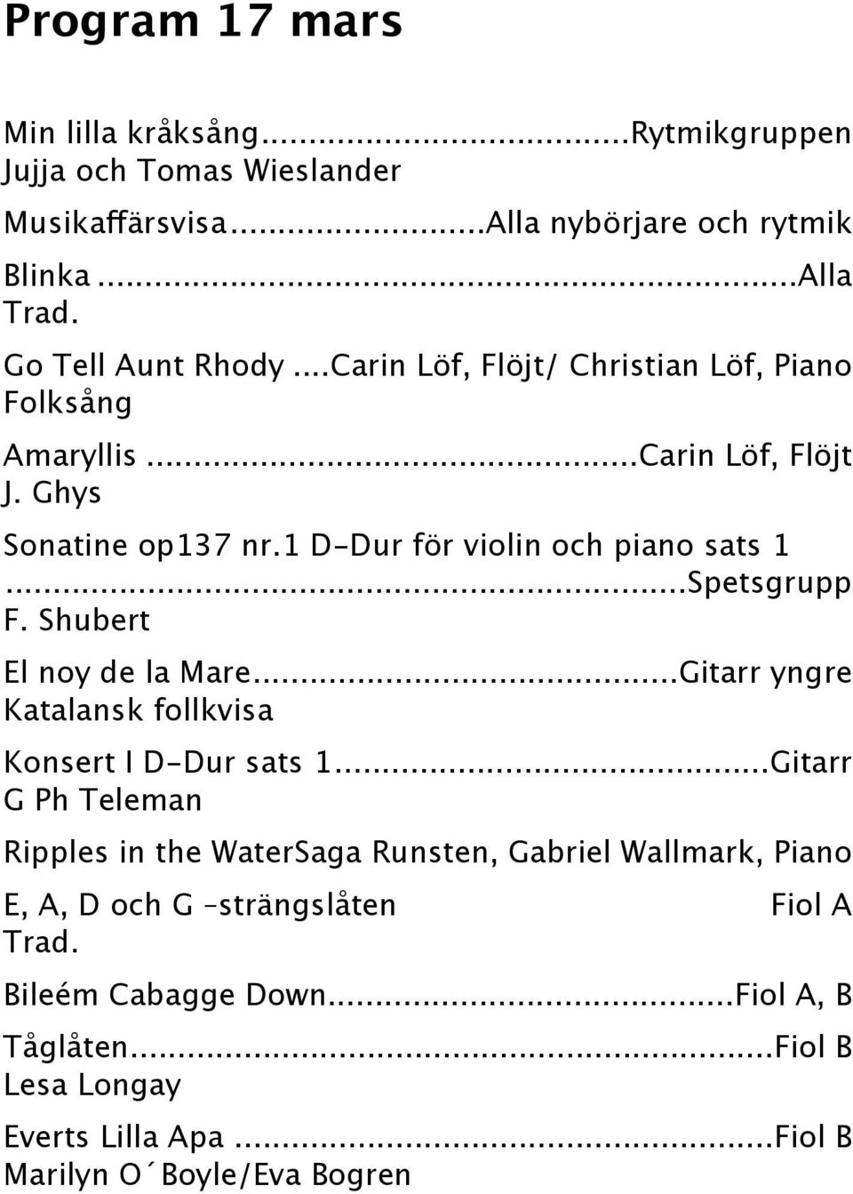 .. Spetsgrupp F. Shubert El noy de la Mare... Gitarr yngre Katalansk follkvisa Konsert I D-Dur sats 1.