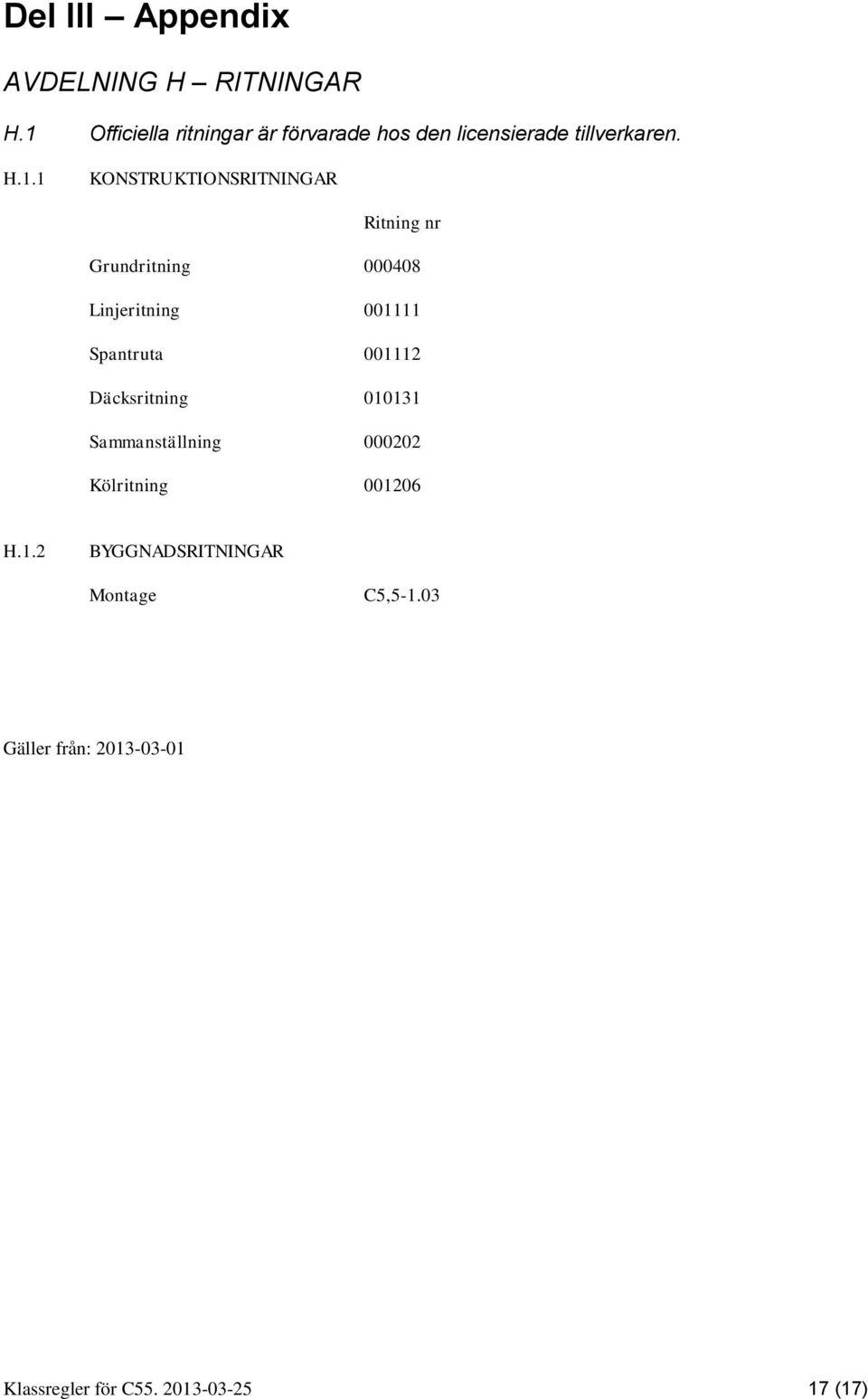 KONSTRUKTIONSRITNINGAR Ritning nr Grundritning 000408 Linjeritning 001111 Spantruta 001112