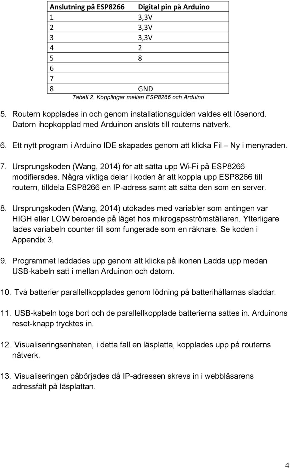 Ett nytt program i Arduino IDE skapades genom att klicka Fil Ny i menyraden. 7. Ursprungskoden (Wang, 2014) för att sätta upp Wi-Fi på ESP8266 modifierades.