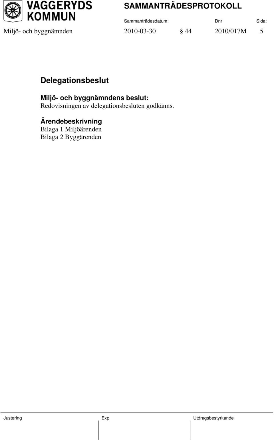 Redovisningen av delegationsbesluten