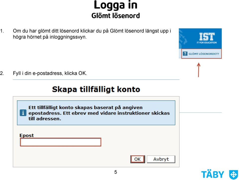 upp i högra hörnet på