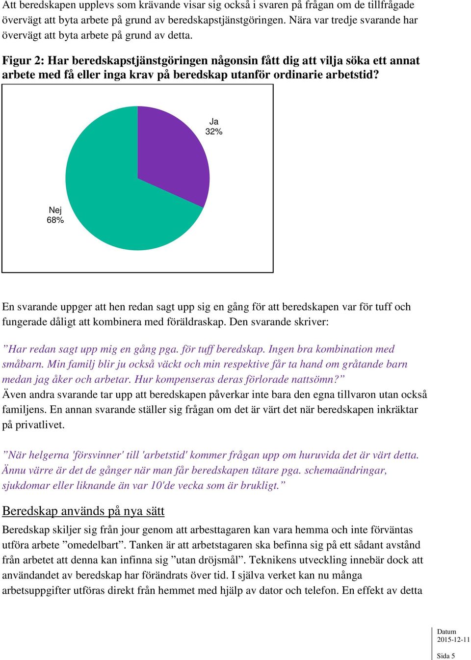 Figur 2: Har beredskapstjänstgöringen någonsin fått dig att vilja söka ett annat arbete med få eller inga krav på beredskap utanför ordinarie arbetstid?