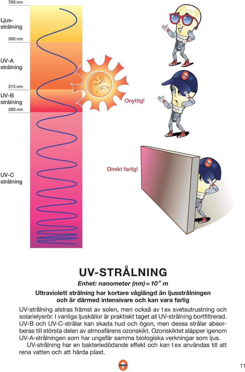 solen, men också av t ex svetsutrustning och solarielysrör. I vanliga ljuskällor är praktiskt taget all UV-strålning bortfiltrerad.