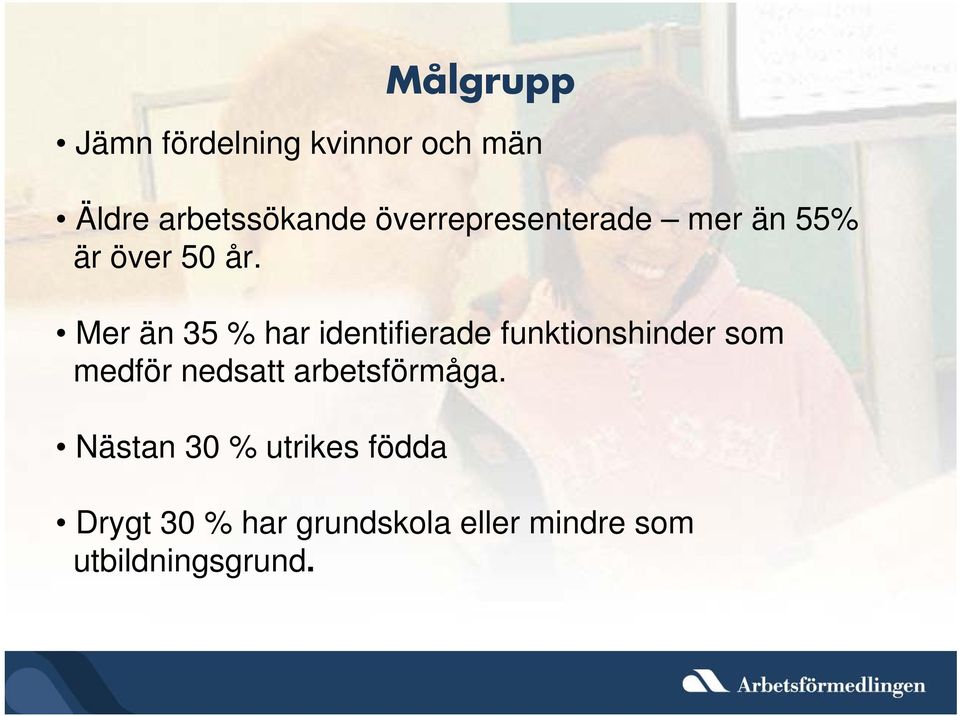 Mer än 35 % har identifierade funktionshinder som medför nedsatt