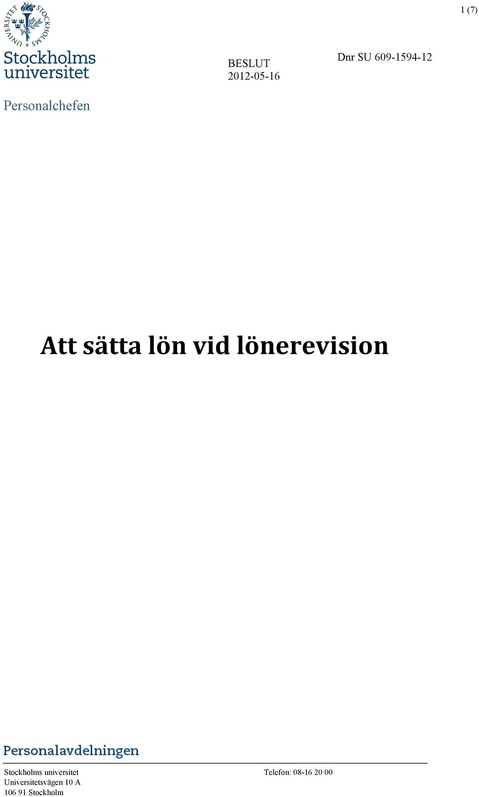 lönerevision Stockholms universitet