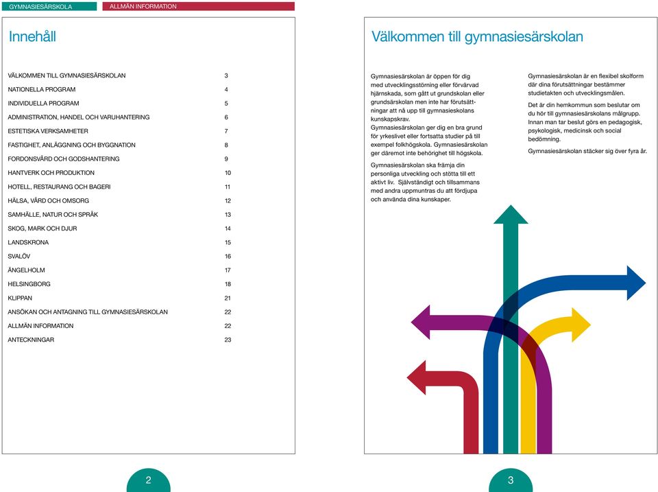 och språk 13 Skog, mark och djur 14 Landskrona 15 Svalöv 16 Ängelholm 17 Helsingborg 18 Klippan 21 Ansökan och antagning till gymnasiesärskolan 22 ALLMÄN INFORMATION 22 ANTECKNINGAR 23