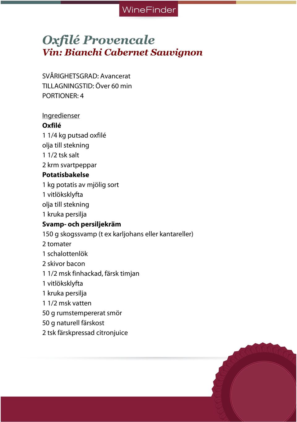 kruka persilja Svamp- och persiljekräm 150 g skogssvamp (t ex karljohans eller kantareller) 2 tomater 1 schalottenlök 2 skivor bacon 1 1/2 msk