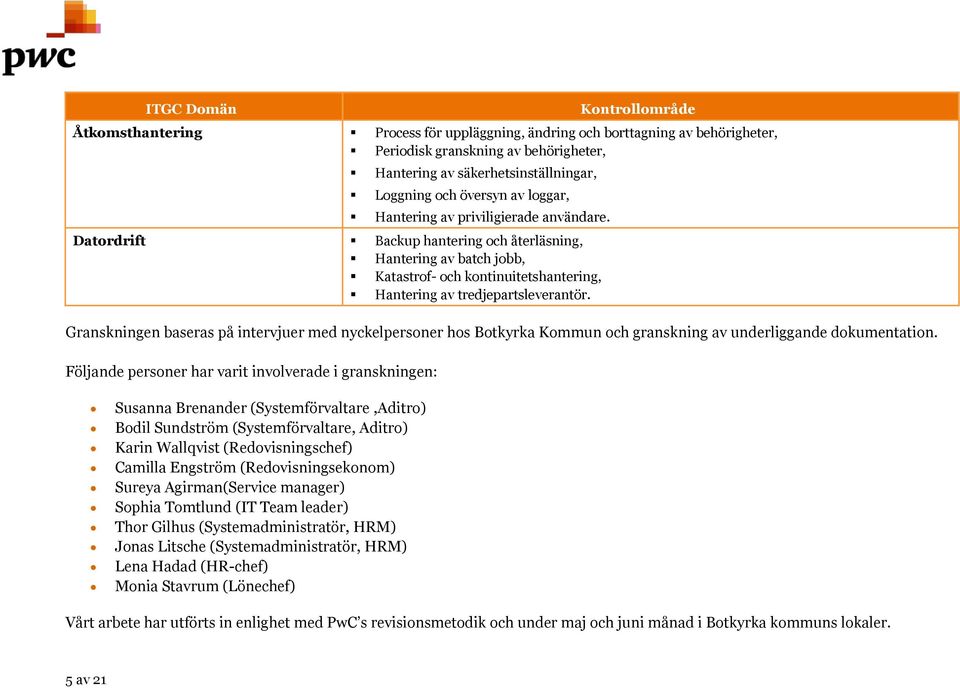 Datordrift Backup hantering och återläsning, Hantering av batch jobb, Katastrof- och kontinuitetshantering, Hantering av tredjepartsleverantör.