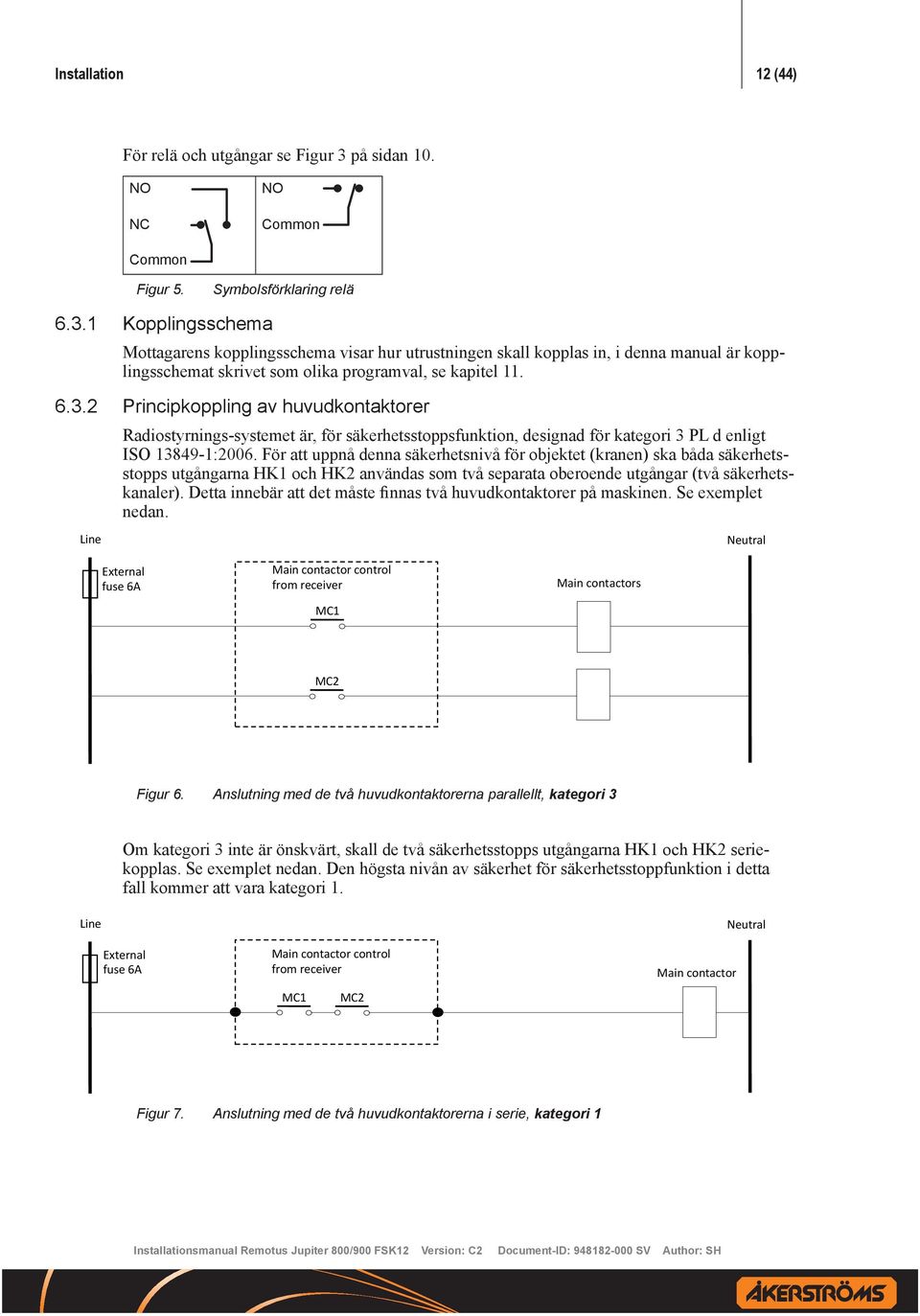1 Kopplingsschema Mottagarens kopplingsschema visar hur utrustningen skall kopplas in, i denna manual är kopplingsschemat skrivet som olika programval, se kapitel 11. 6.3.