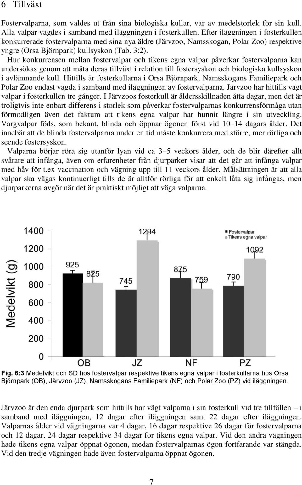 Hur konkurrensen mellan fostervalpar och tikens egna valpar påverkar fostervalparna kan undersökas genom att mäta deras tillväxt i relation till fostersyskon och biologiska kullsyskon i avlämnande