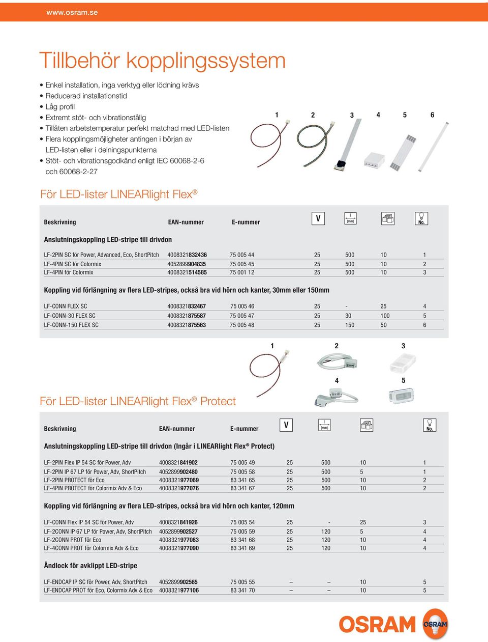 Flex Anslutningskoppling LED-stripe till drivdon LF-2PIN SC för Power, Advanced, Eco, ShortPitch 4008321832436 75 005 44 25 500 10 1 LF-4PIN SC för Colormix 4052899904835 75 005 45 25 500 10 2