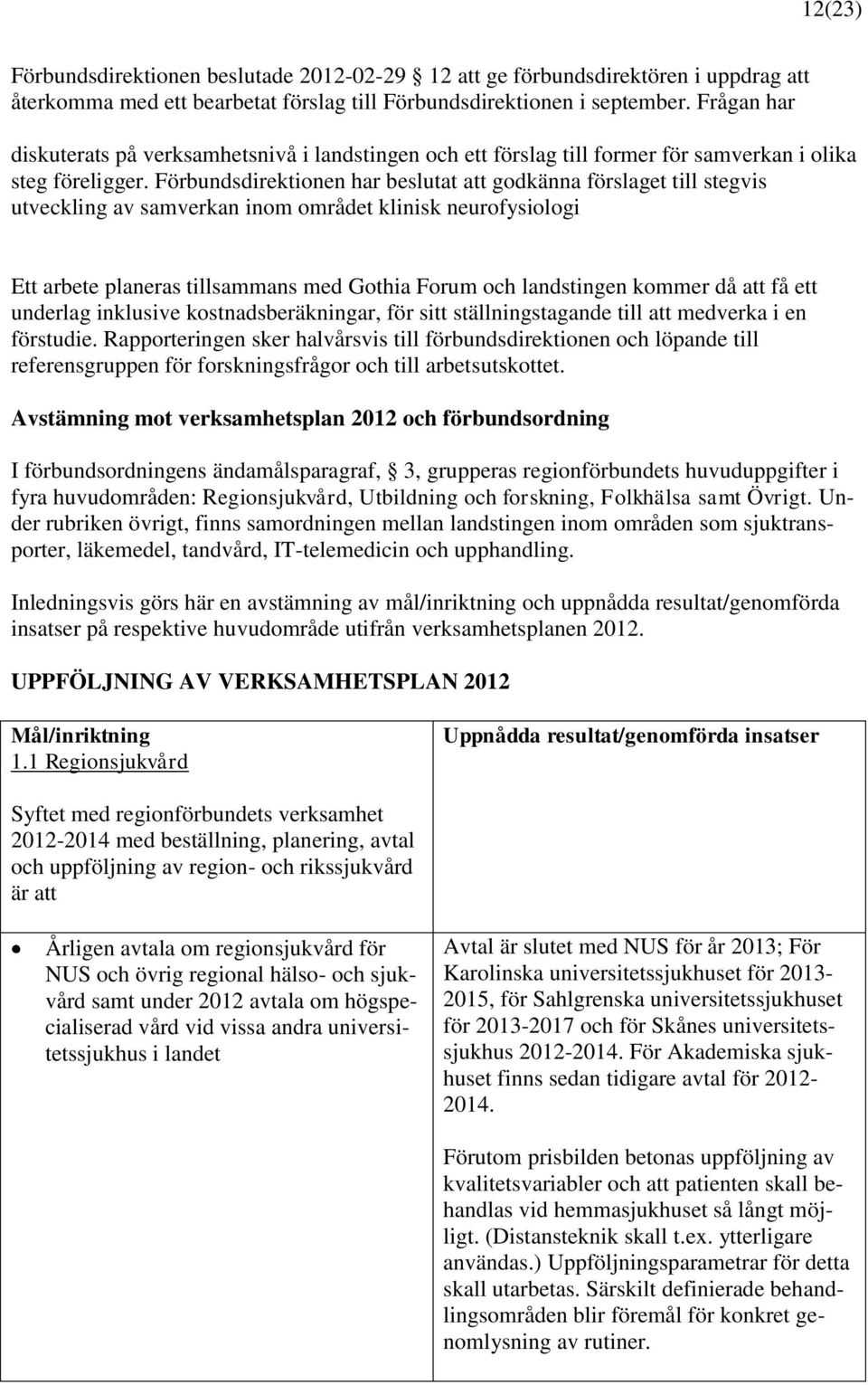 Förbundsdirektionen har beslutat att godkänna förslaget till stegvis utveckling av samverkan inom området klinisk neurofysiologi Ett arbete planeras tillsammans med Gothia Forum och landstingen