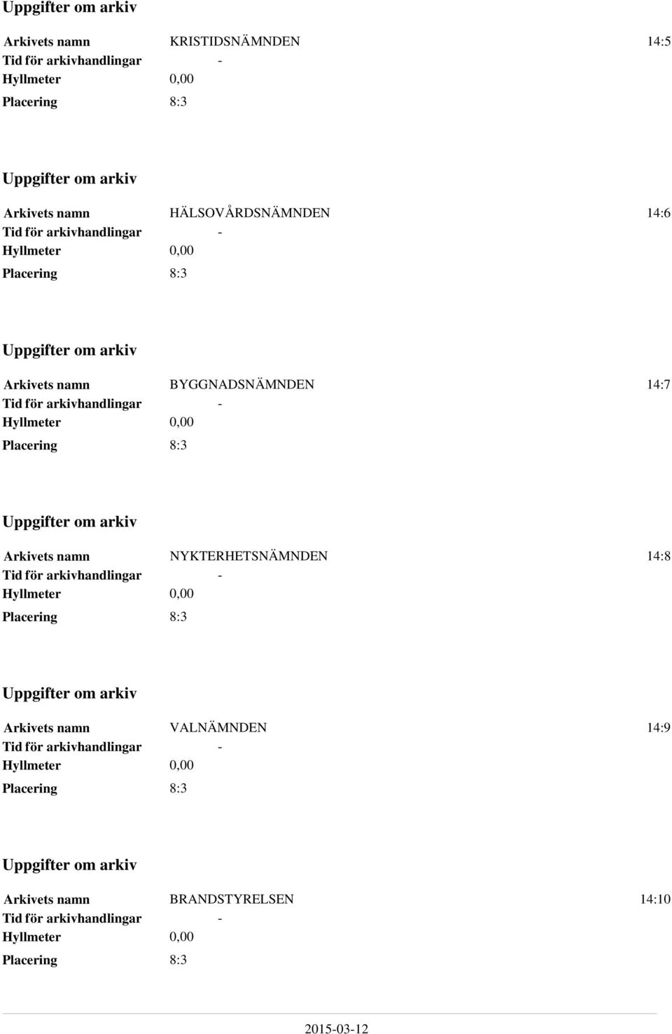 Hyllmeter 0,00 8:3 Uppgifter om arkiv Arkivets namn NYKTERHETSNÄMNDEN 14:8 för arkivhandlingar Hyllmeter 0,00 8:3 Uppgifter om arkiv