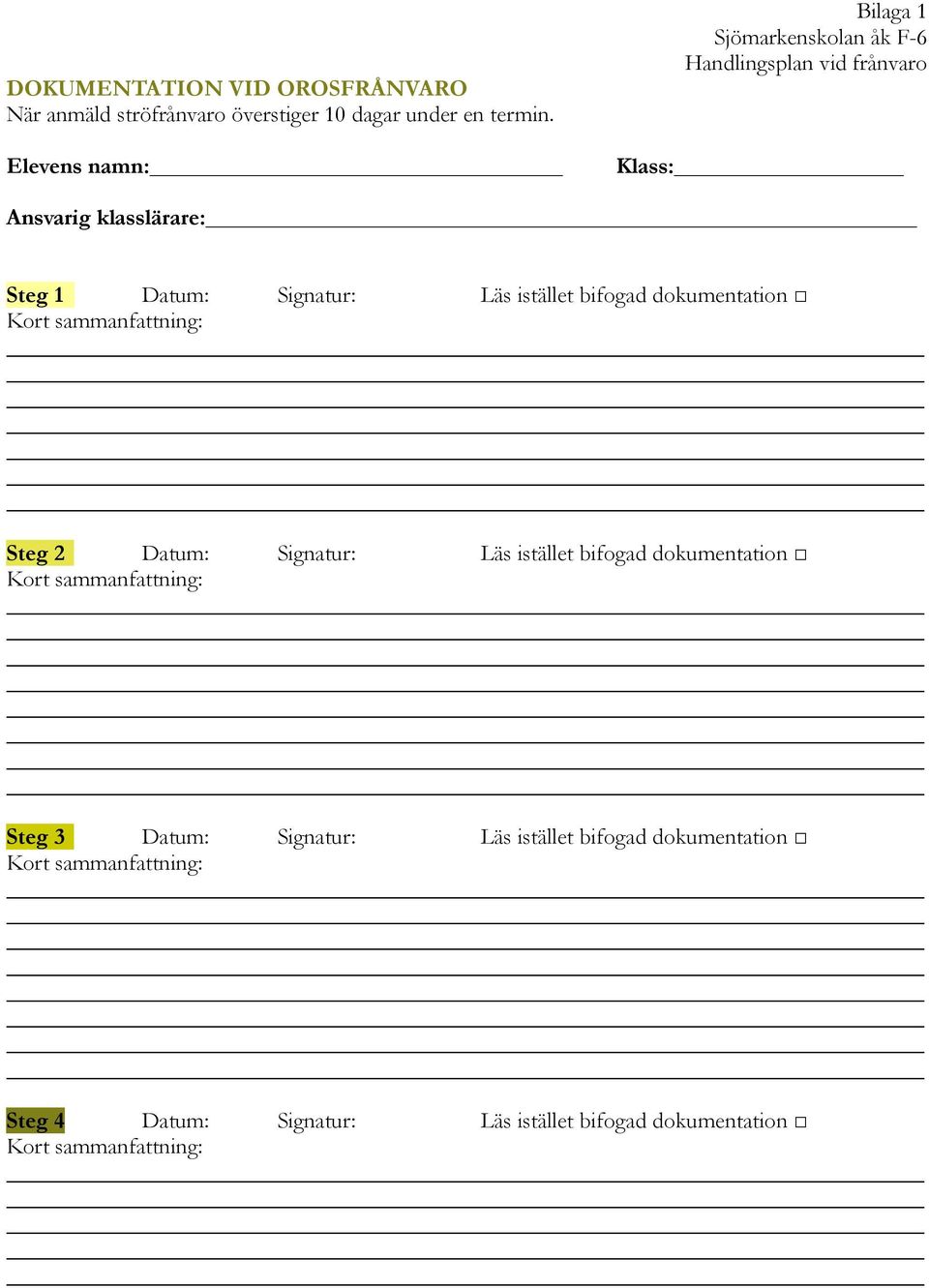 1 Datum: Signatur: Läs istället bifogad dokumentation Steg 2 Datum: Signatur: Läs istället bifogad