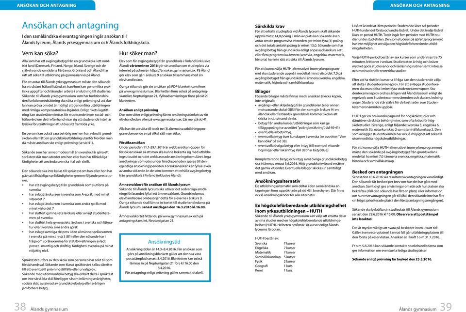 utbildning på gymnasienivå på Åland.