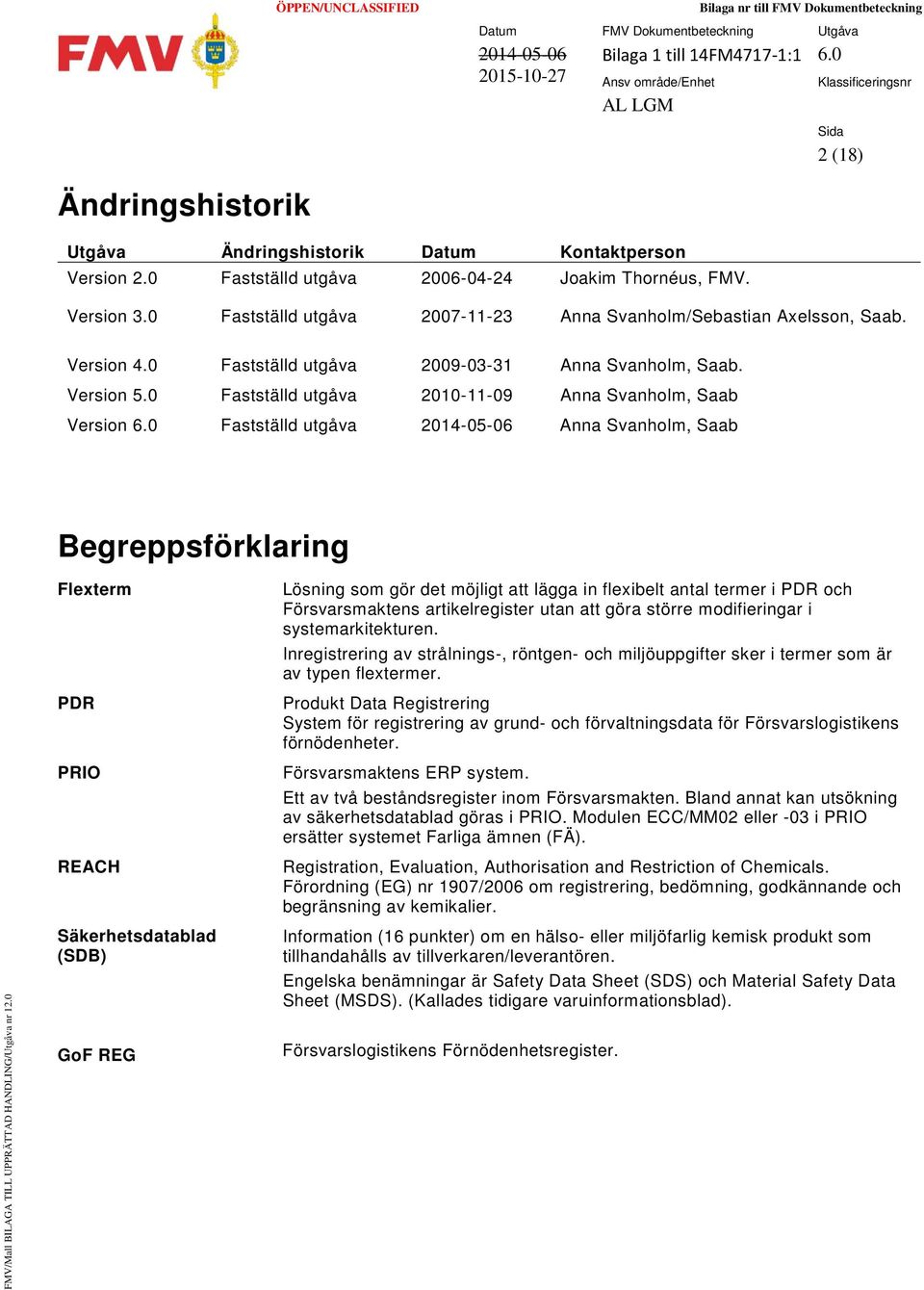 0 Fastställd utgåva 2010-11-09 Anna Svanholm, Saab Version 6.