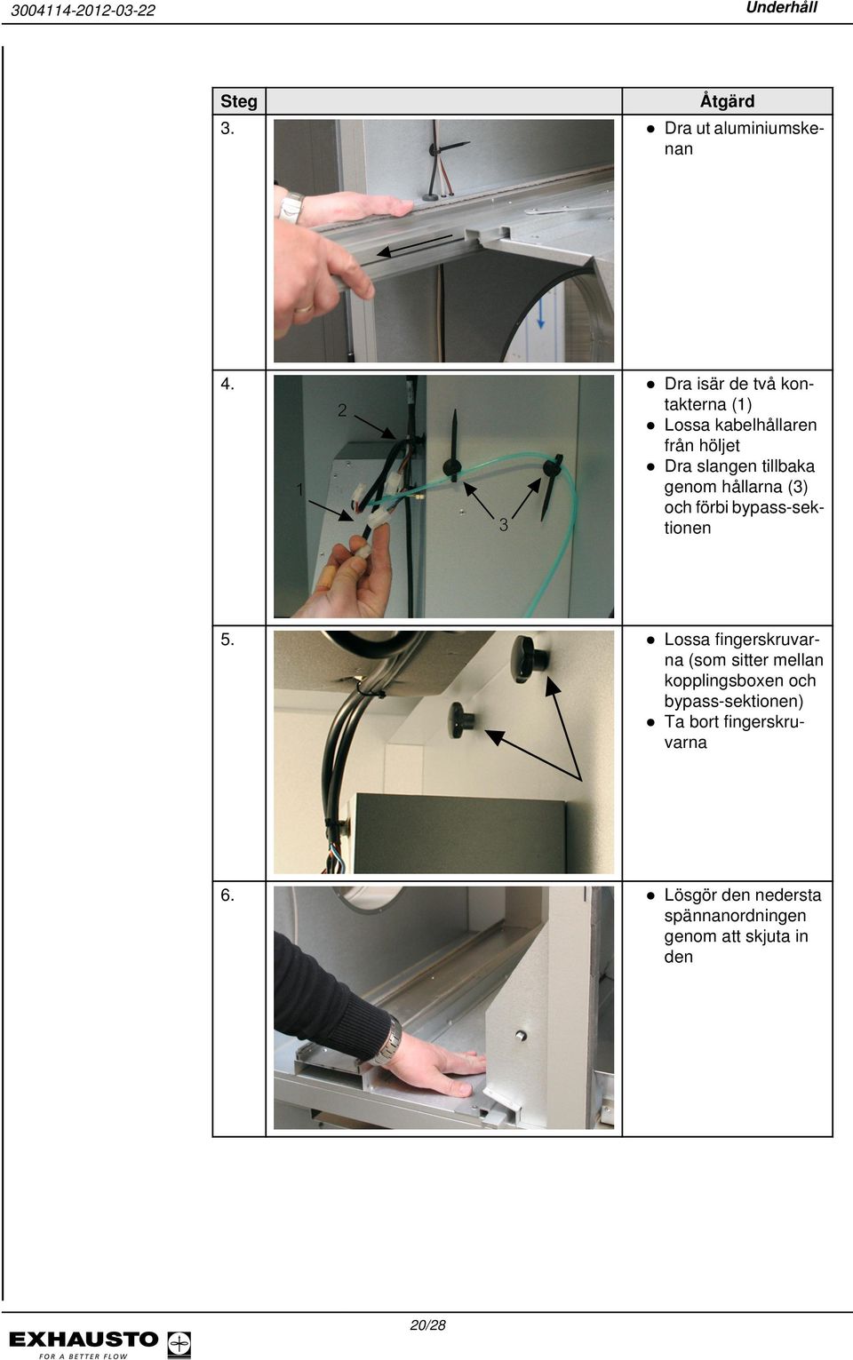 hållarna (3) och förbi bypass-sektionen 5.