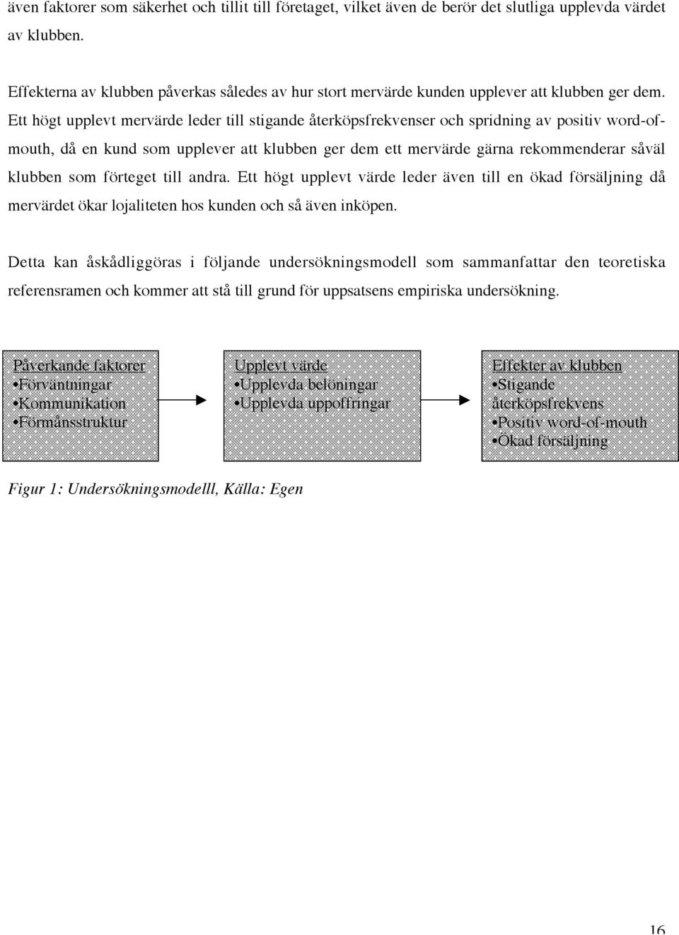 Ett högt upplevt mervärde leder till stigande återköpsfrekvenser och spridning av positiv word-ofmouth, då en kund som upplever att klubben ger dem ett mervärde gärna rekommenderar såväl klubben som