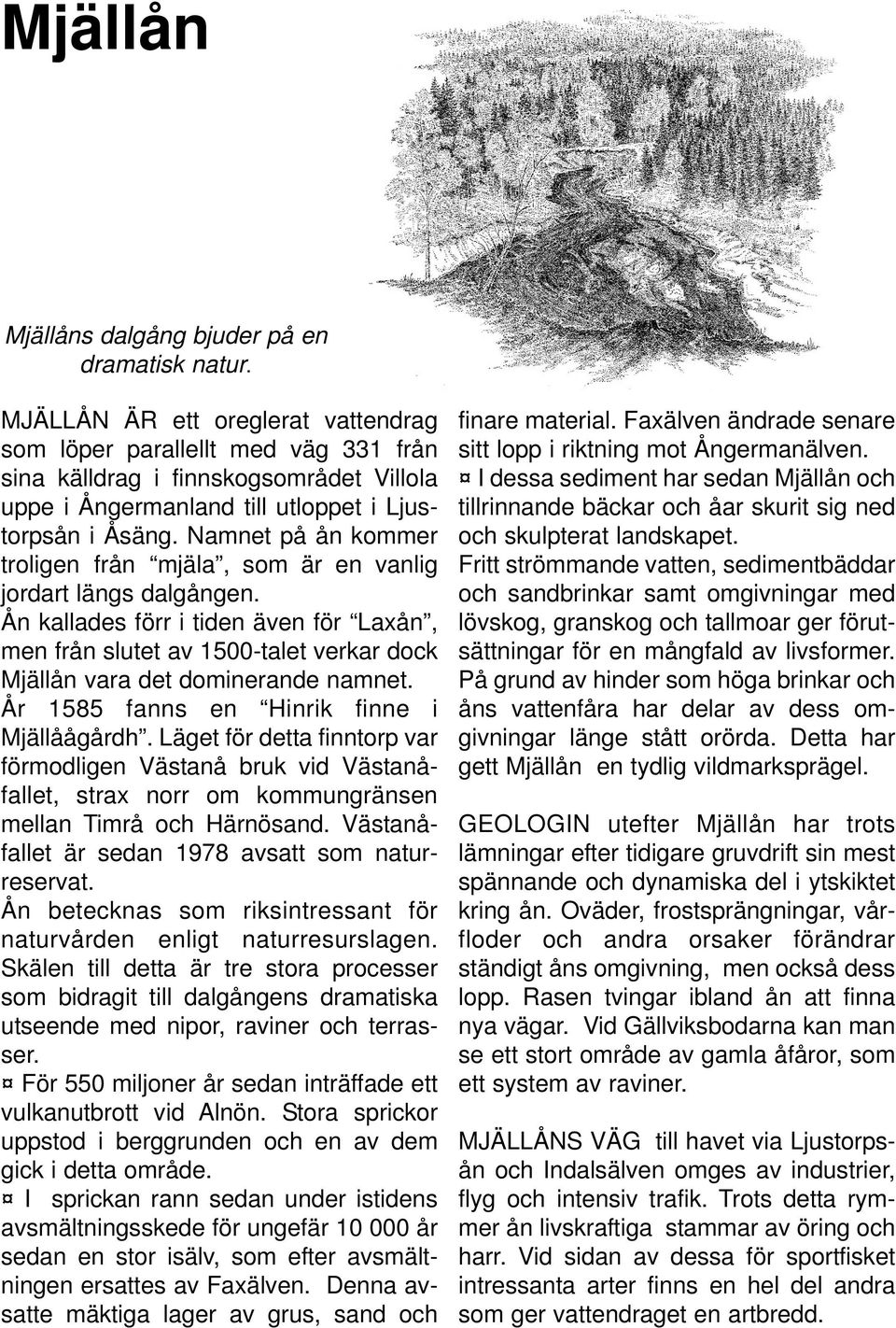 Namnet på ån kommer troligen från mjäla, som är en vanlig jordart längs dalgången.