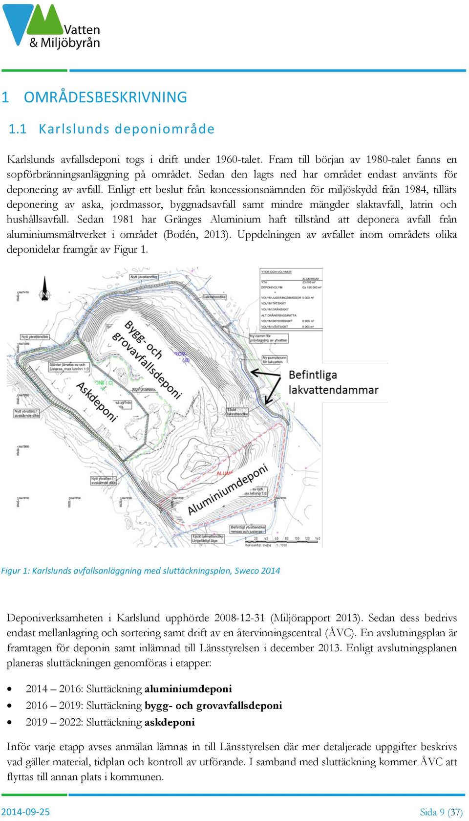 Enligt ett beslut från koncessionsnämnden för miljöskydd från 1984, tilläts deponering av aska, jordmassor, byggnadsavfall samt mindre mängder slaktavfall, latrin och hushållsavfall.