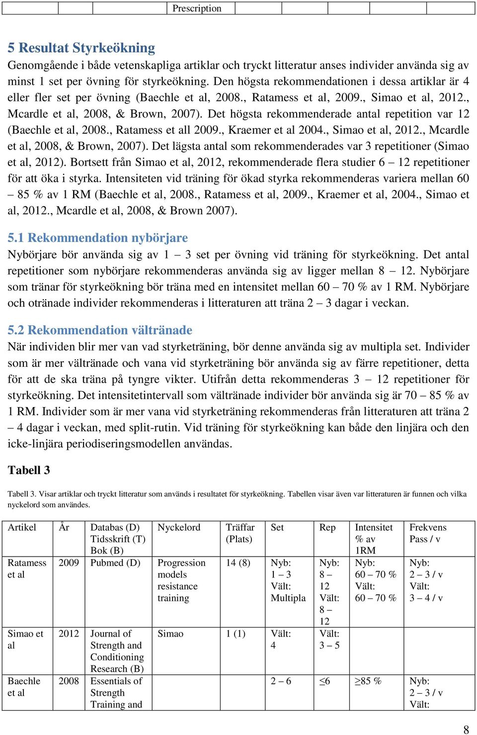 Det högsta rekommenderade antal repetition var 12 (Baechle et al, 2008., Ratamess et all 2009., Kraemer et al 2004., Simao et al, 2012., Mcardle et al, 2008, & Brown, 2007).