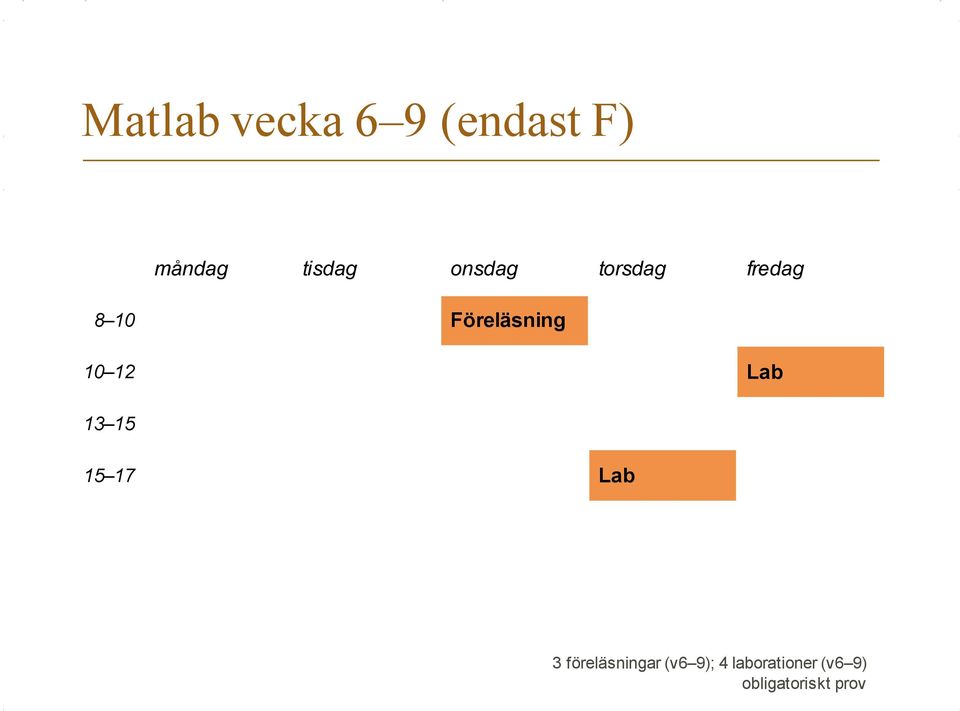 12 Lab 13 15 15 17 Lab 3 föreläsningar (v6