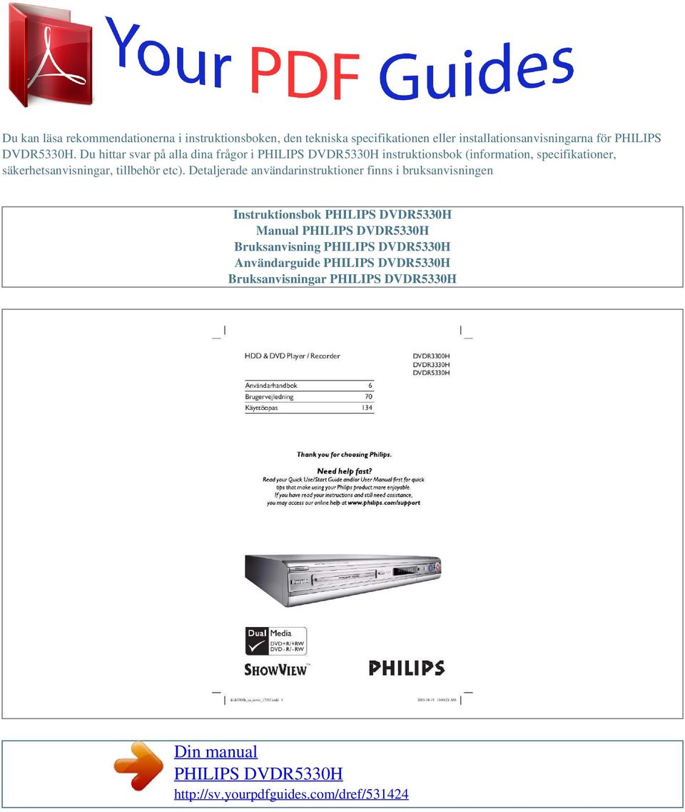 Du hittar svar på alla dina frågor i instruktionsbok (information, specifikationer,