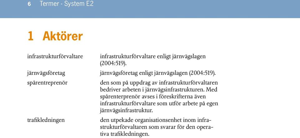 spårentreprenör trafikledningen den som på uppdrag av infrastrukturförvaltaren bedriver arbeten i järnvägsinfrastrukturen.