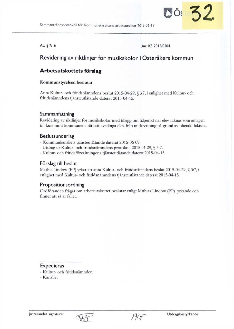 ch fritidsnämndens tjänsteudåtande daterat 2015-04-15.