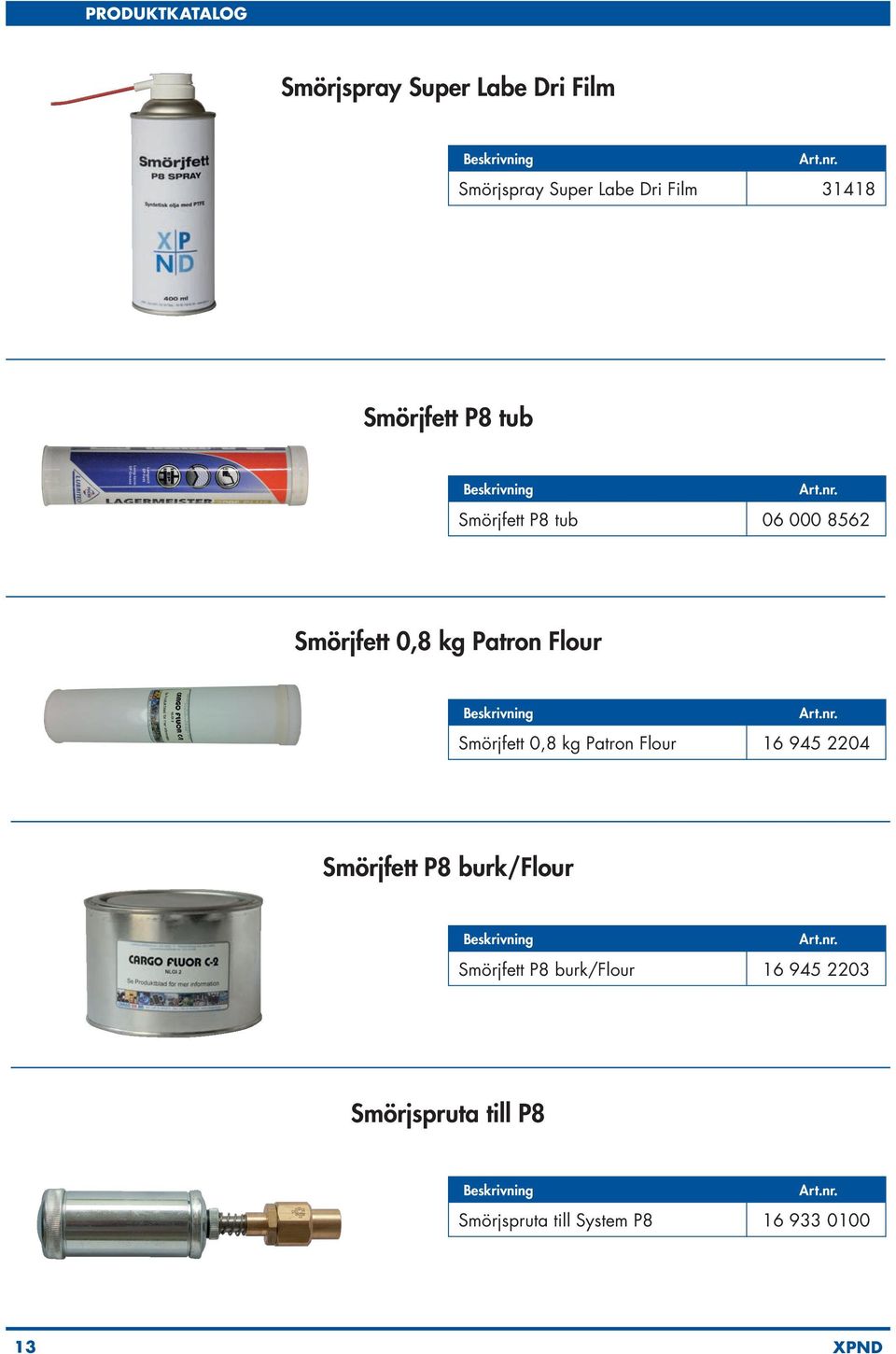 Smörjfett 0,8 kg Patron Flour 16 945 2204 Smörjfett P8 burk/flour Smörjfett