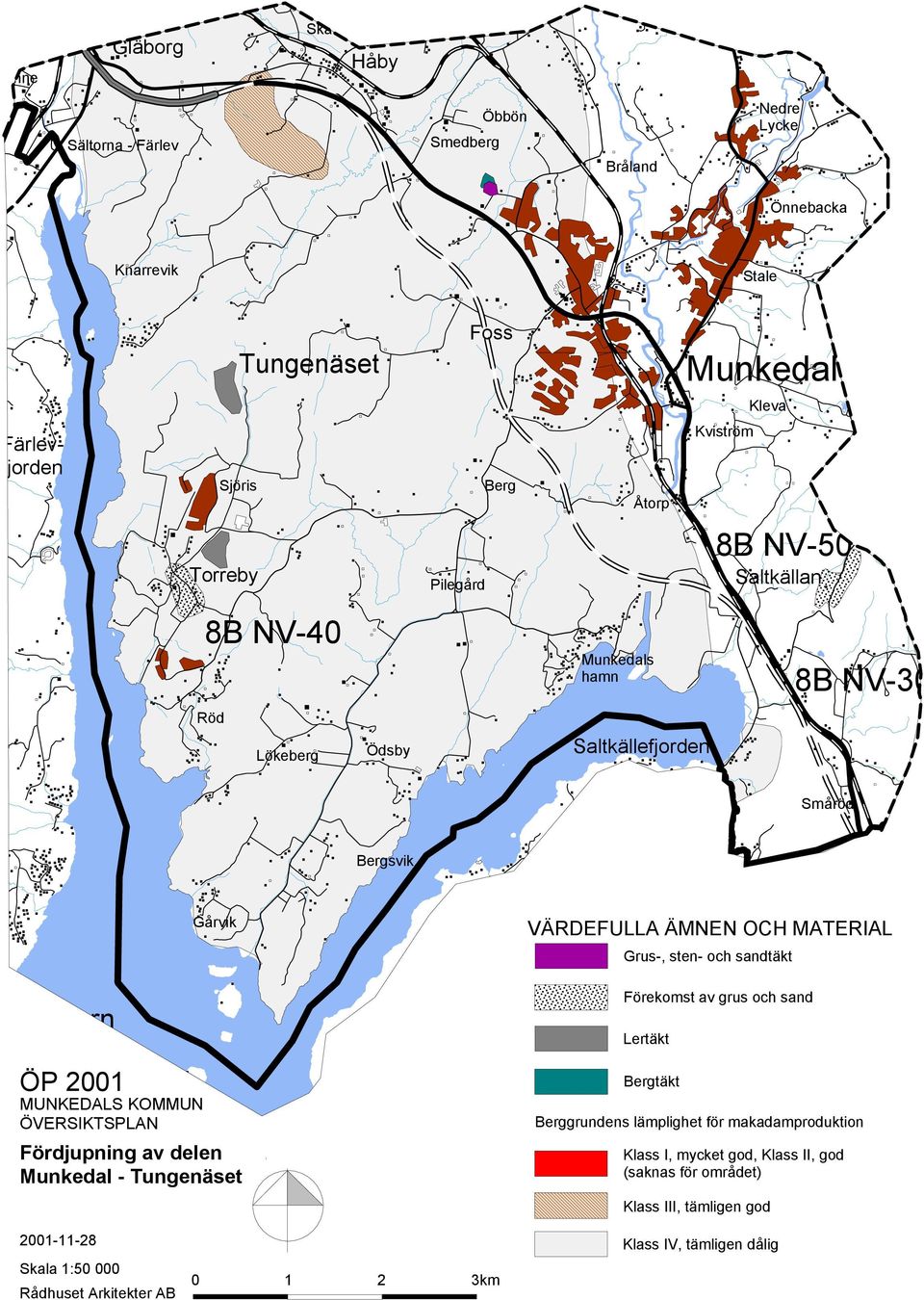 MATERIAL Grus-, sten- och sandtäkt Gullmarn ÖP 2001 MUNKEDALS KOMMUN ÖVERSIKTSPLAN Fördjupning av delen Munkedal - Tungenäset Förekomst av grus och sand Lertäkt Bergtäkt Berggrundens