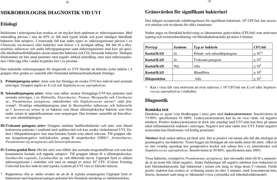 I resterande fall kan andra typer av mikroorganismer påvisas t ex Chlamydia trachomatis eller bakterier som kräver s k utvidgad odling.