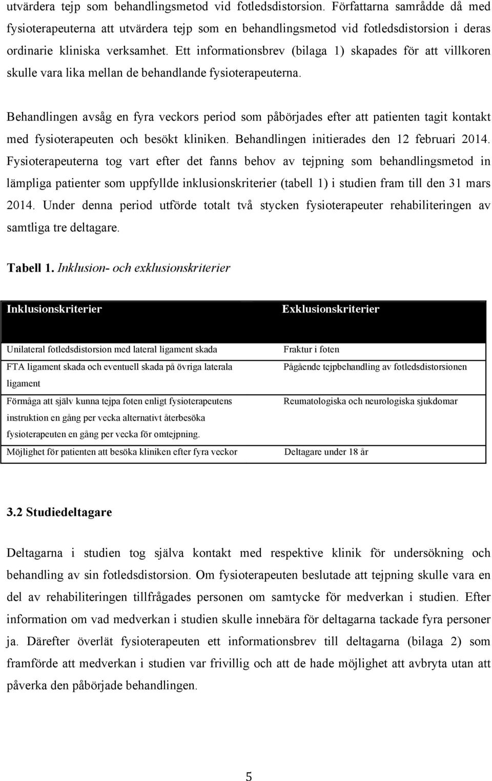 Ett informationsbrev (bilaga 1) skapades för att villkoren skulle vara lika mellan de behandlande fysioterapeuterna.