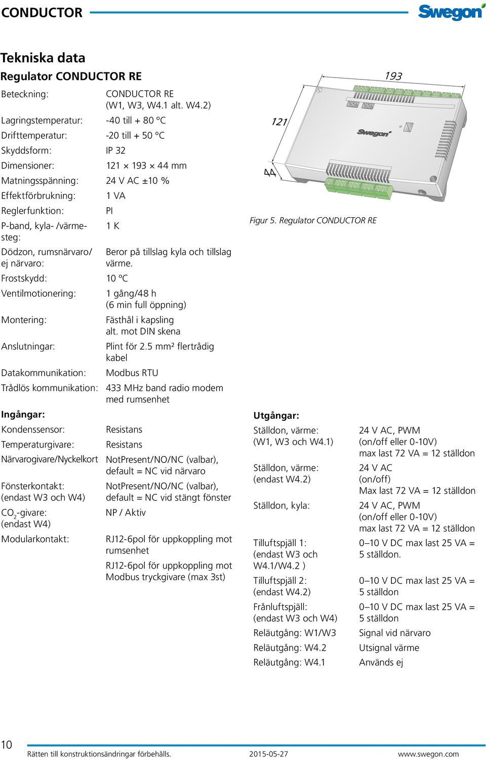 ) Lagringstemperatur: -0 till + 80 ºC Drifttemperatur: -0 till + 0 ºC Skyddsform: IP Dimensioner: mm Matningsspänning: V AC ±0 % Effektförbrukning: Reglerfunktion: P-band, kyla- /värmesteg: Dödzon,