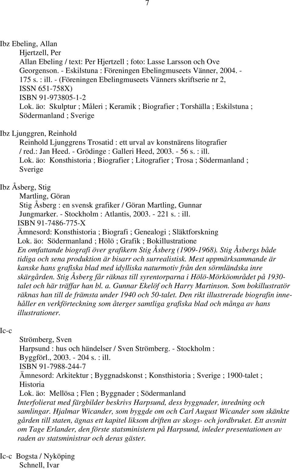äo: Skulptur ; Måleri ; Keramik ; Biografier ; Torshälla ; Eskilstuna ; Södermanland ; Sverige Ibz Ljunggren, Reinhold Reinhold Ljunggrens Trosatid : ett urval av konstnärens litografier / red.