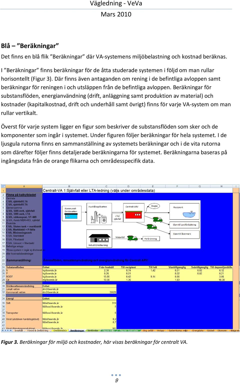 Där finns även antaganden om rening i de befintliga avloppen samt beräkningar för reningen i och utsläppen från de befintliga avloppen.