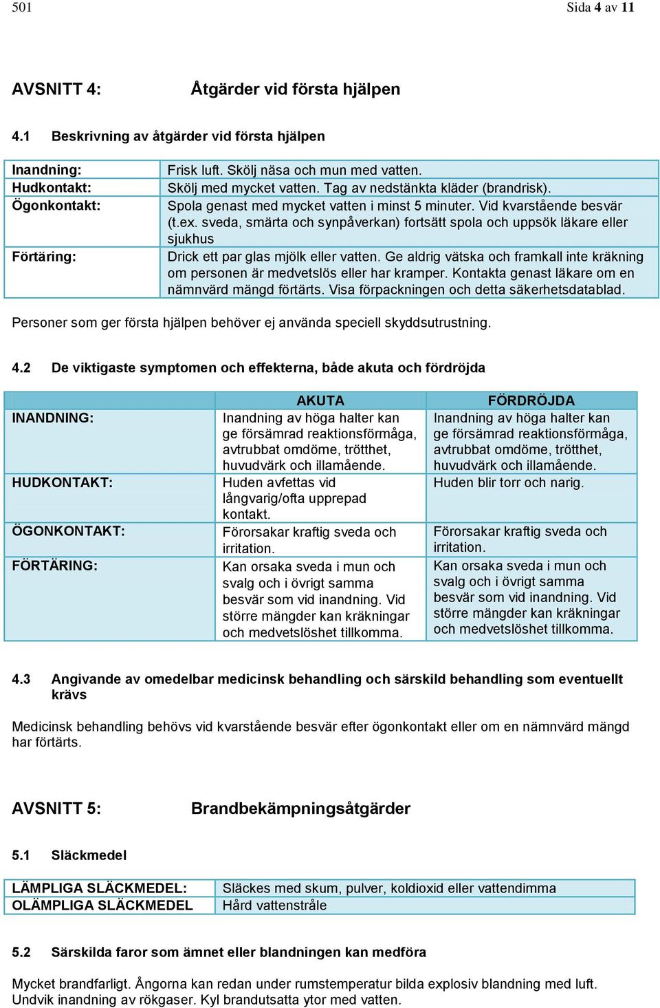 sveda, smärta och synpåverkan) fortsätt spola och uppsök läkare eller sjukhus Drick ett par glas mjölk eller vatten.