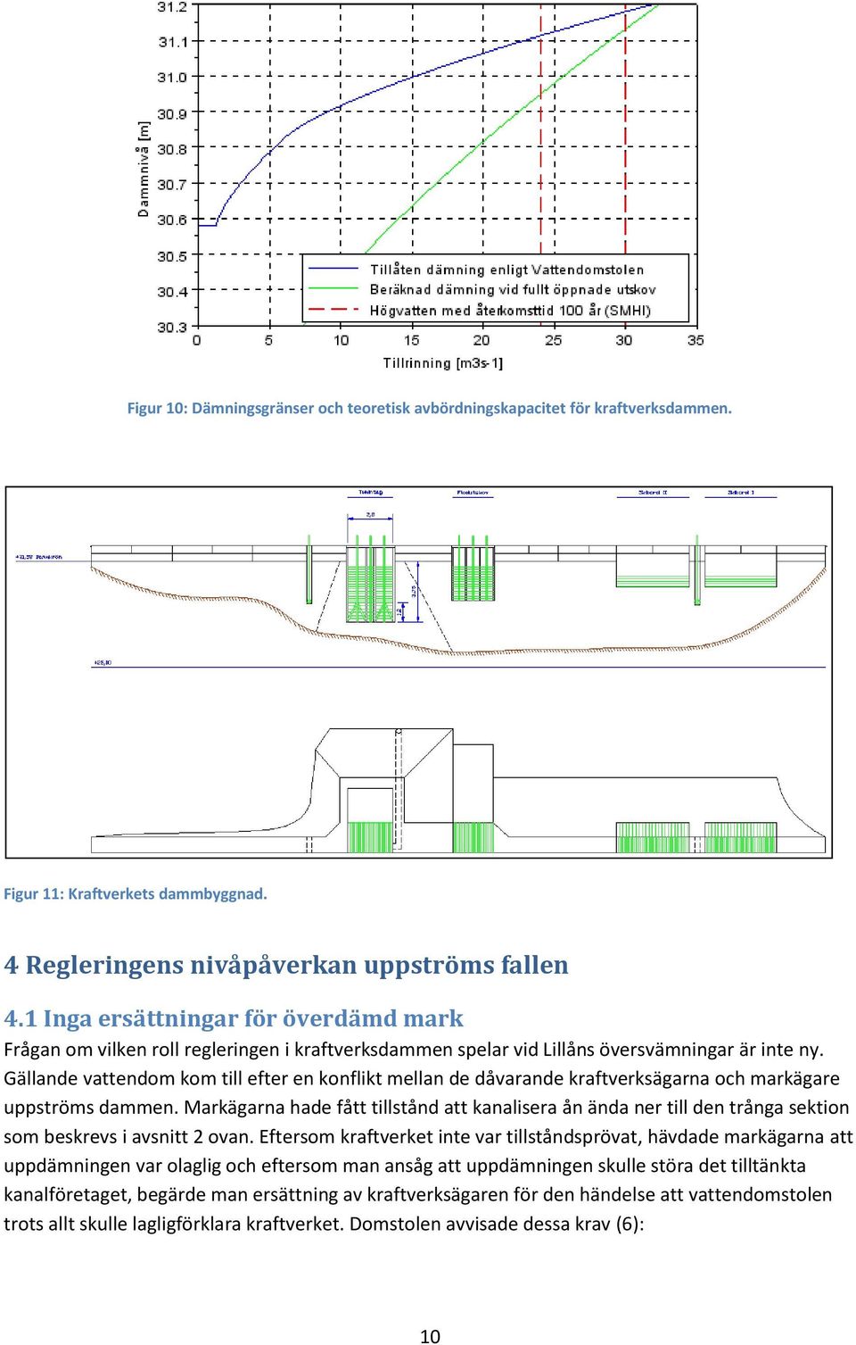 Gällande vattendom kom till efter en konflikt mellan de dåvarande kraftverksägarna och markägare uppströms dammen.