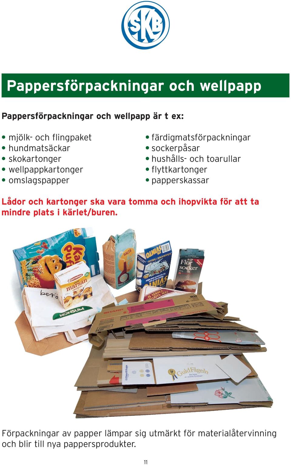 toarullar flyttkartonger papperskassar Lådor och kartonger ska vara tomma och ihopvikta för att ta mindre
