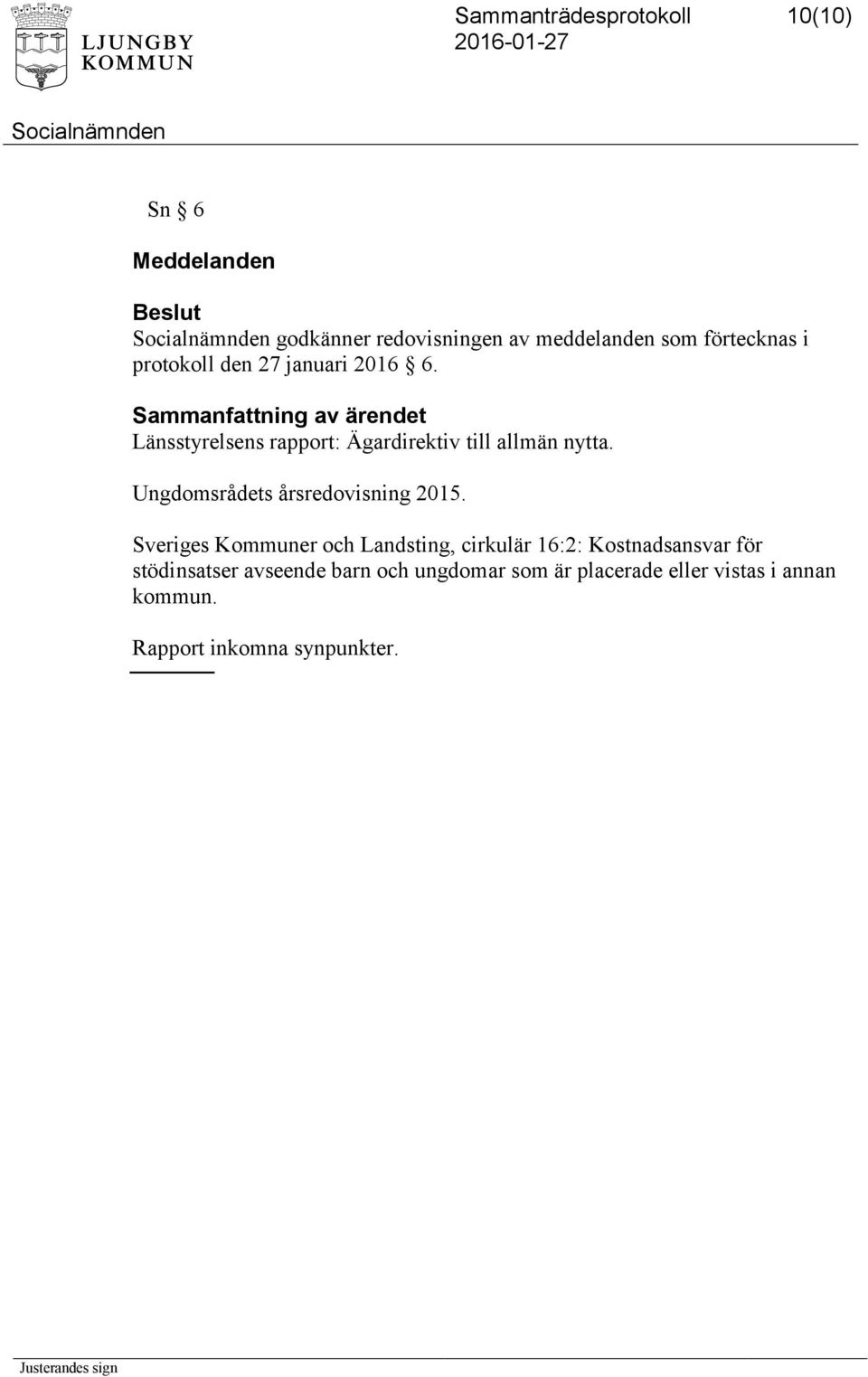 Ungdomsrådets årsredovisning 2015.